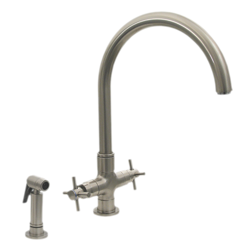 Whitehaus 3-03954-85 Modern Goose Neck Kitchen Faucet with Side Spray view 1