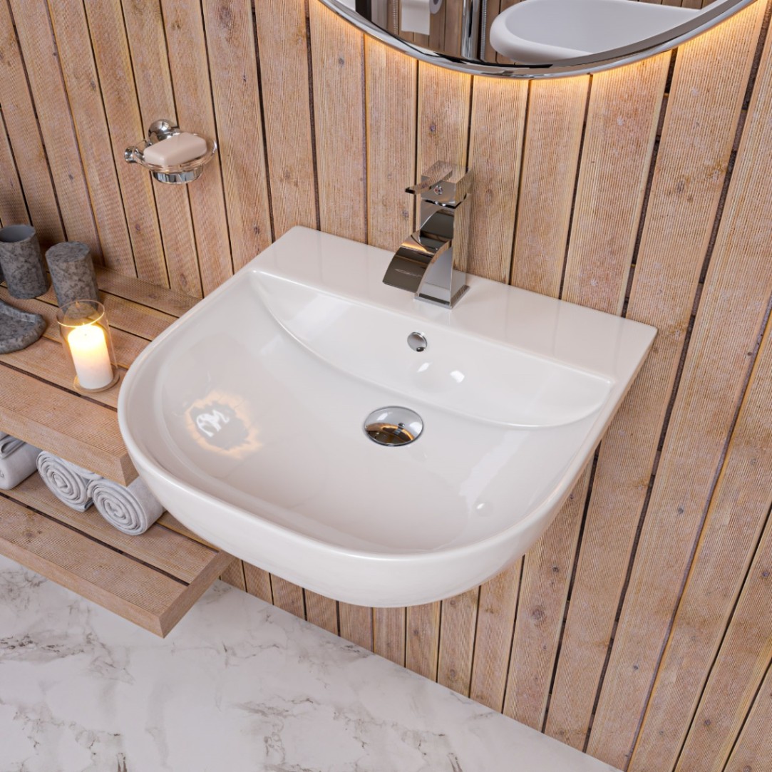 ALFI brand AB110 20" White D-Bowl Porcelain Wall Mounted Bath Sink view 1