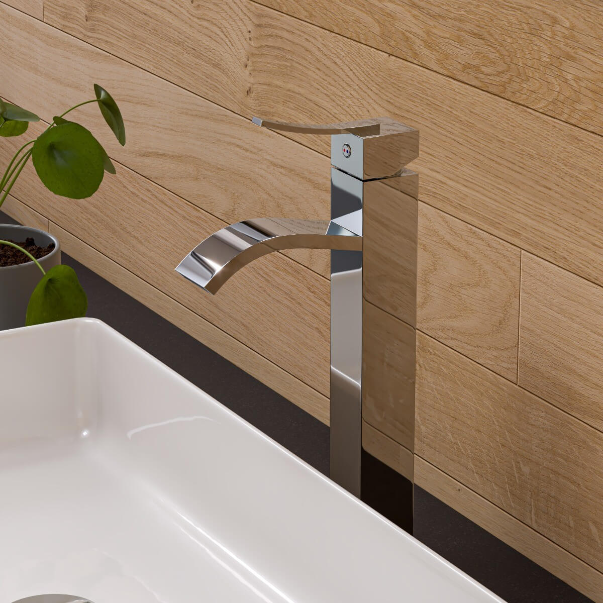ALFI brand AB1158 Single Lever Tall Square Bathroom Faucet Polished/Brushed view 1