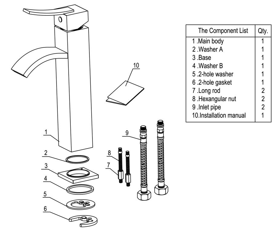 ALFI brand AB1158 Single Lever Tall Square Bathroom Faucet Polished/Brushed view 2