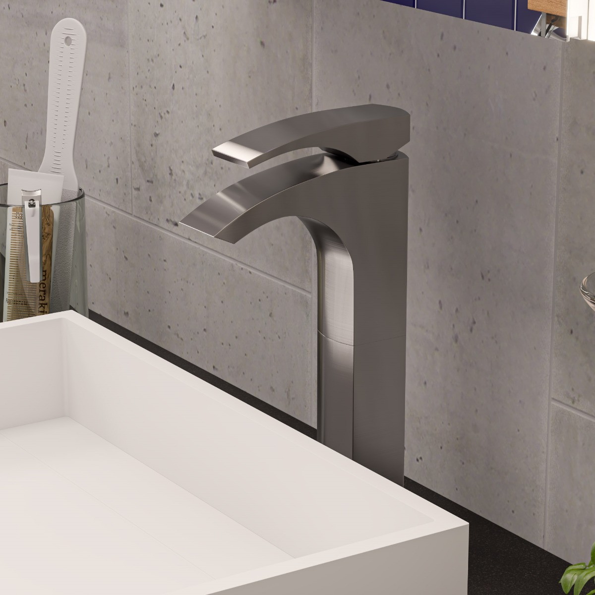 ALFI brand AB1587 Single Lever Tall Modern Bathroom Faucet Polished/Brushed view 1