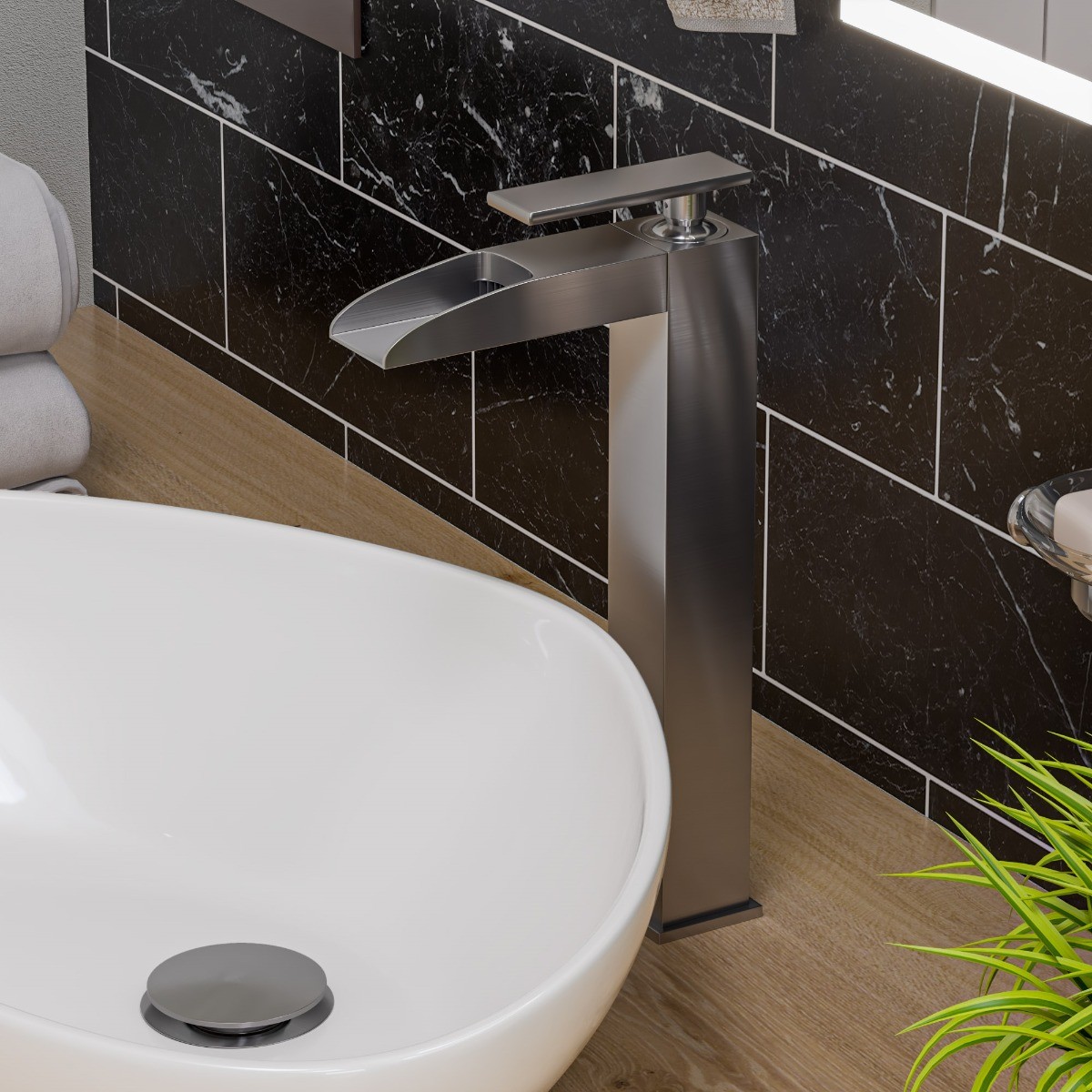 ALFI brand AB1597 Single Hole Tall Waterfall Bathroom Faucet view 1