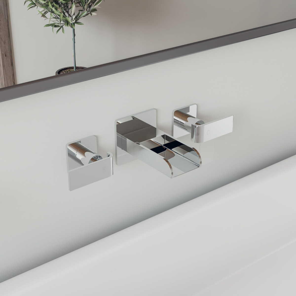 ALFI brand AB1796 Widespread Wall Mounted Modern Waterfall Bathroom Faucet view 1
