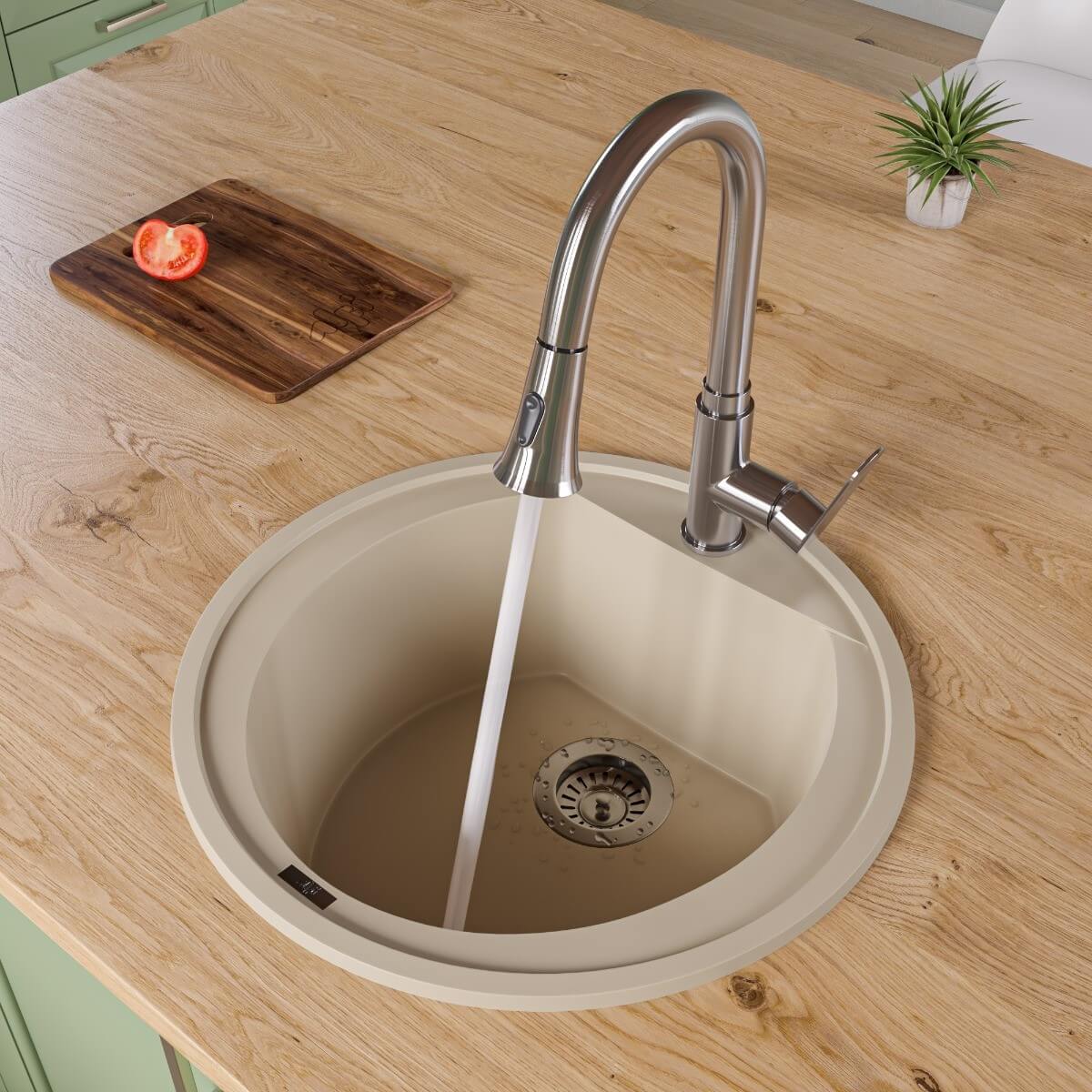 ALFI brand AB2020DI 20" Drop-In Round Granite Composite Kitchen Prep Sink view 1