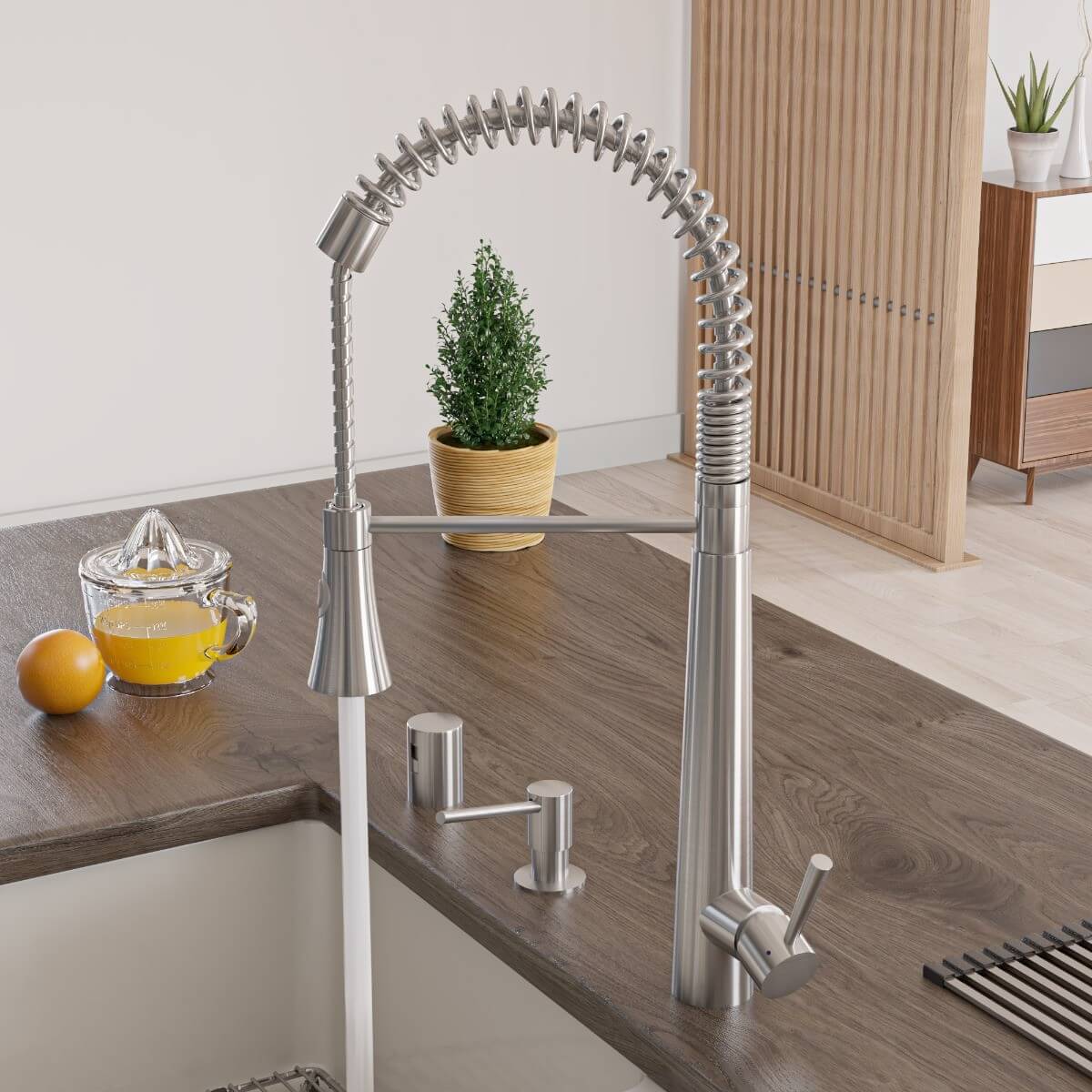 ALFI brand AB2039S Solid Stainless Steel Commercial Spring Kitchen Faucet view 1
