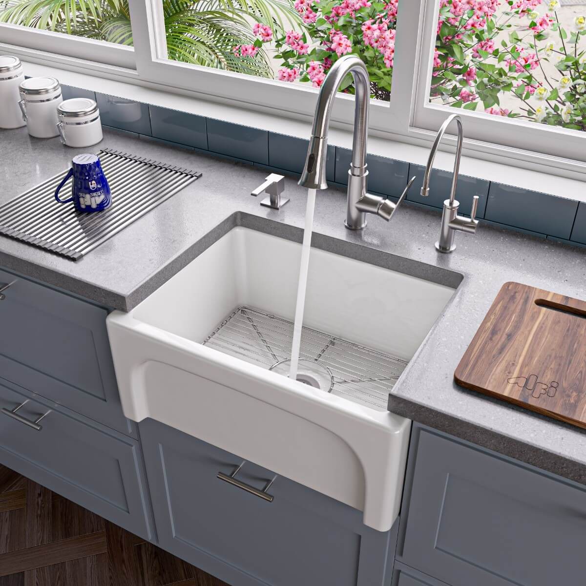 ALFI brand AB2418ARCH 24" Arched Apron Thick Wall Fireclay Farm Sink view 1