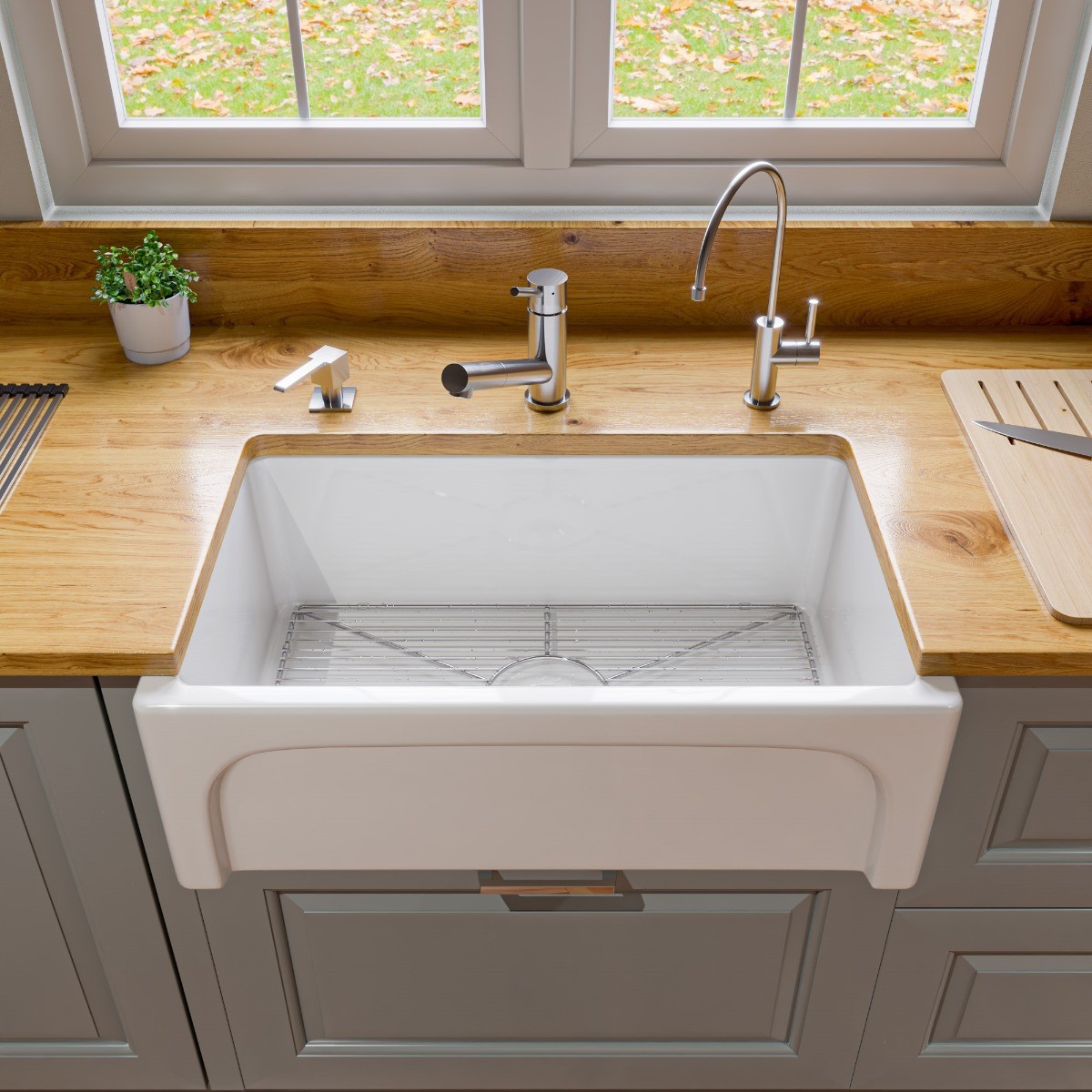 ALFI brand AB3018ARCH 30" Apron Thick Wall Fireclay Single Bowl Farm Sink view 2