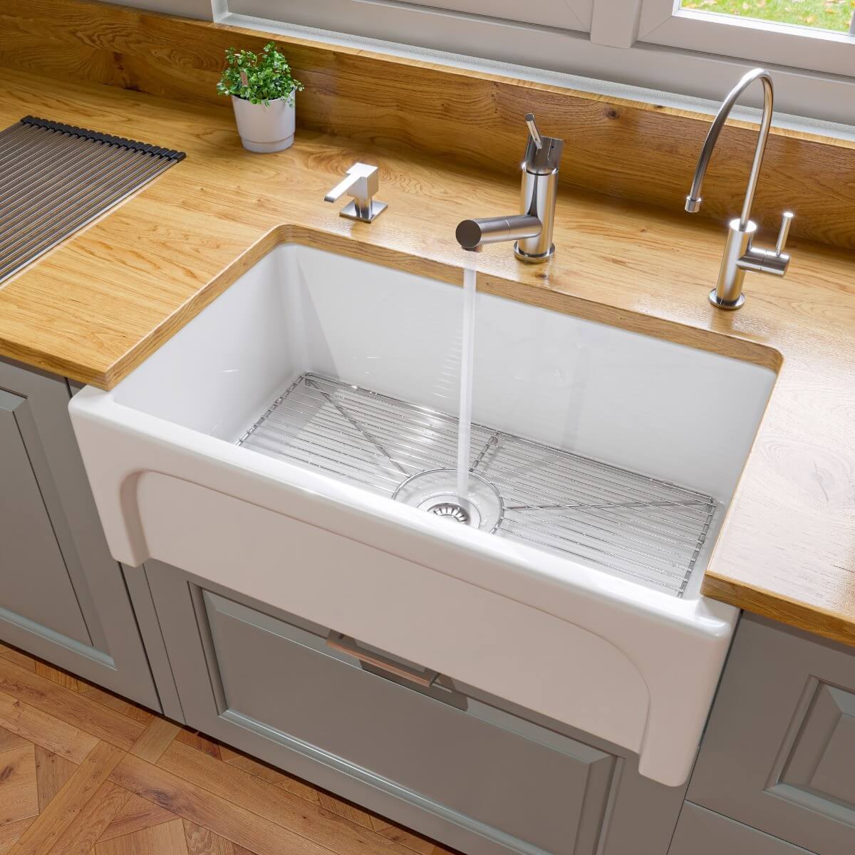 ALFI brand AB3018ARCH 30" Apron Thick Wall Fireclay Single Bowl Farm Sink view 1