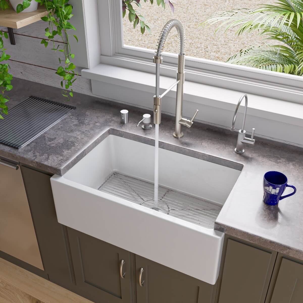 ALFI brand AB3018SB 30" Smooth Solid Thick Wall Fireclay One Bowl Farm Sink view 1