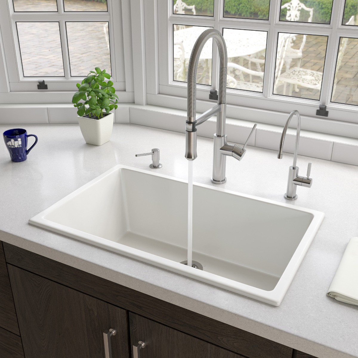 ALFI brand AB3018UD 30" Undermount / Drop In Fireclay Kitchen Sink view 1
