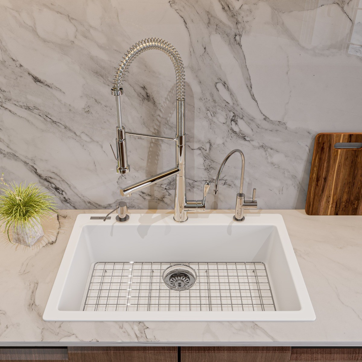 ALFI brand AB3020DI 30" Drop-In Single Bowl Granite Composite Kitchen Sink view 2
