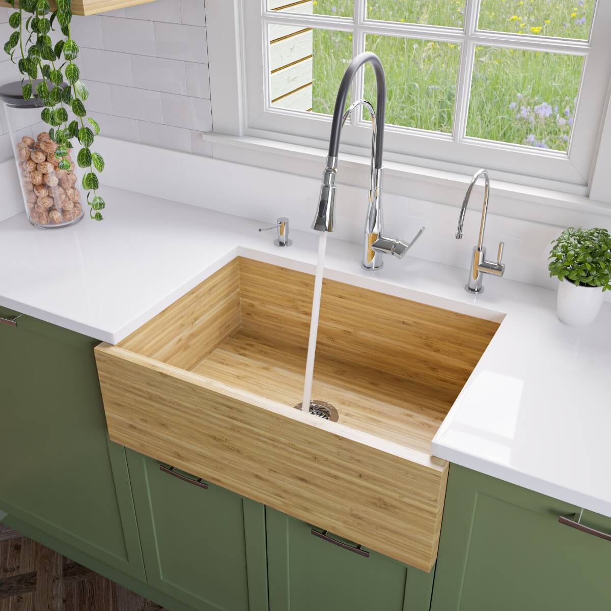 ALFI brand AB3021 30' Single Bowl Bamboo Farmhouse Apron Front Kitchen Sink view 1