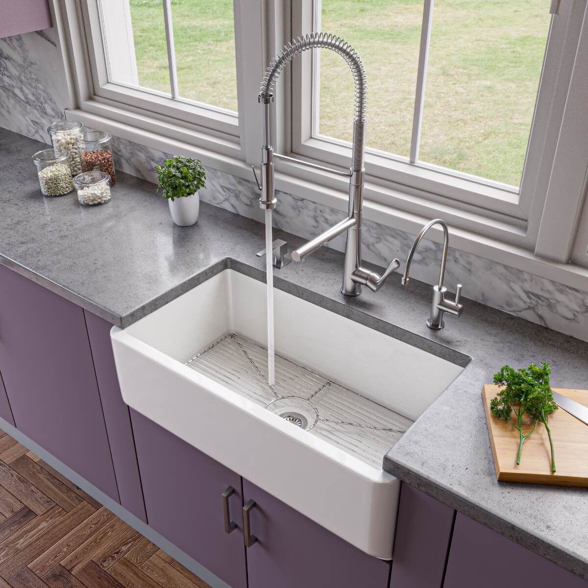 ALFI brand AB3318SB 33 Inch Smooth Solid Thick Wall Fireclay Single Bowl Farm Sink view 1