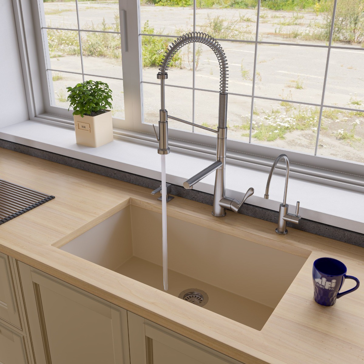 ALFI brand AB3322UM 33" Single Bowl Undermount Granite Composite Kitchen Sink view 1