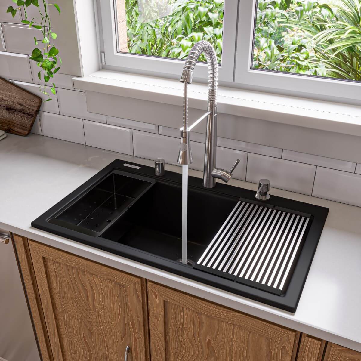 ALFI brand AB3418SBDI Granite Composite Workstation Step Rim Sink w/ Accessories view 1