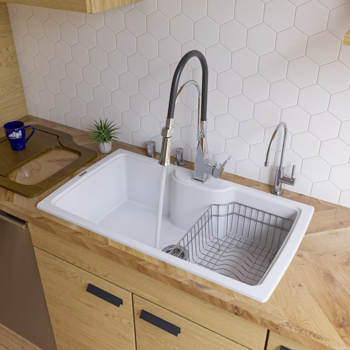 ALFI brand AB3520DI 35" Drop-In Single Bowl Granite Composite Kitchen Sink view 1