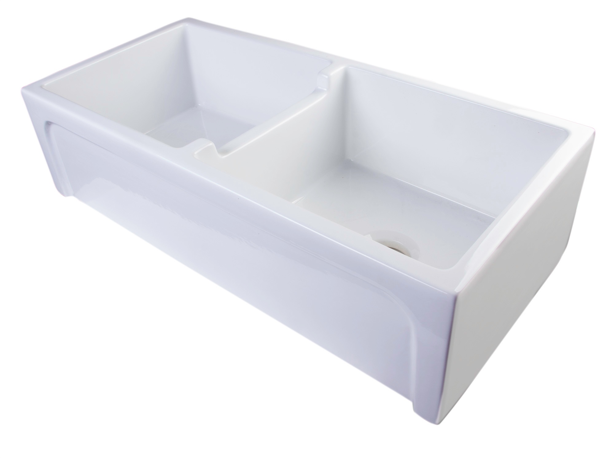 ALFI brand AB3918ARCH 39" Apron Thick Wall Fireclay Double Bowl Farm Sink view 1