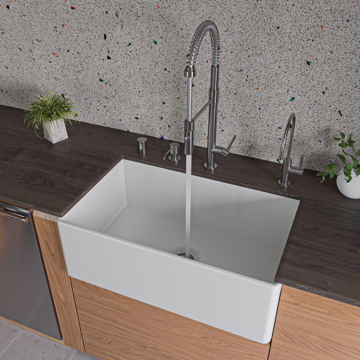 ALFI brand AB4118 White 30" x 18" Smooth Apron Single Bowl Fireclay Farm Sink view 1