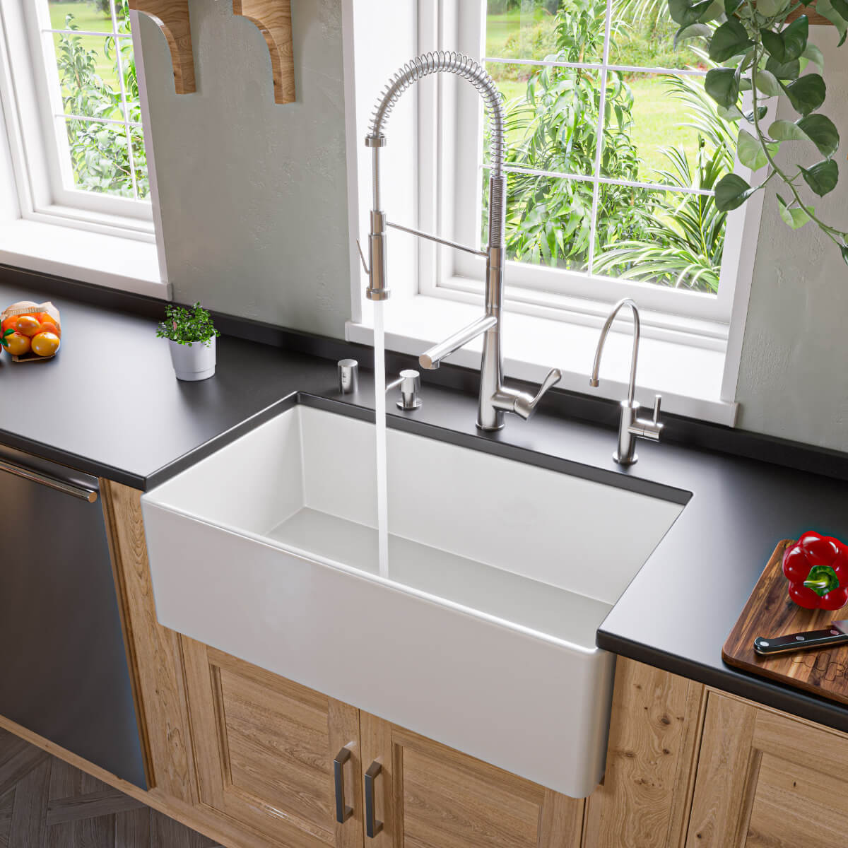 ALFI brand AB4318 White 33" x 18" Single Bowl Fireclay Farm Sink view 1