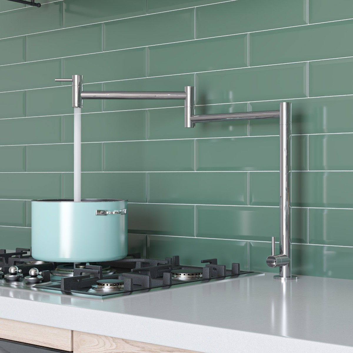 ALFI brand AB5018 Stainless Steel Retractable Pot Filler Faucet view 1
