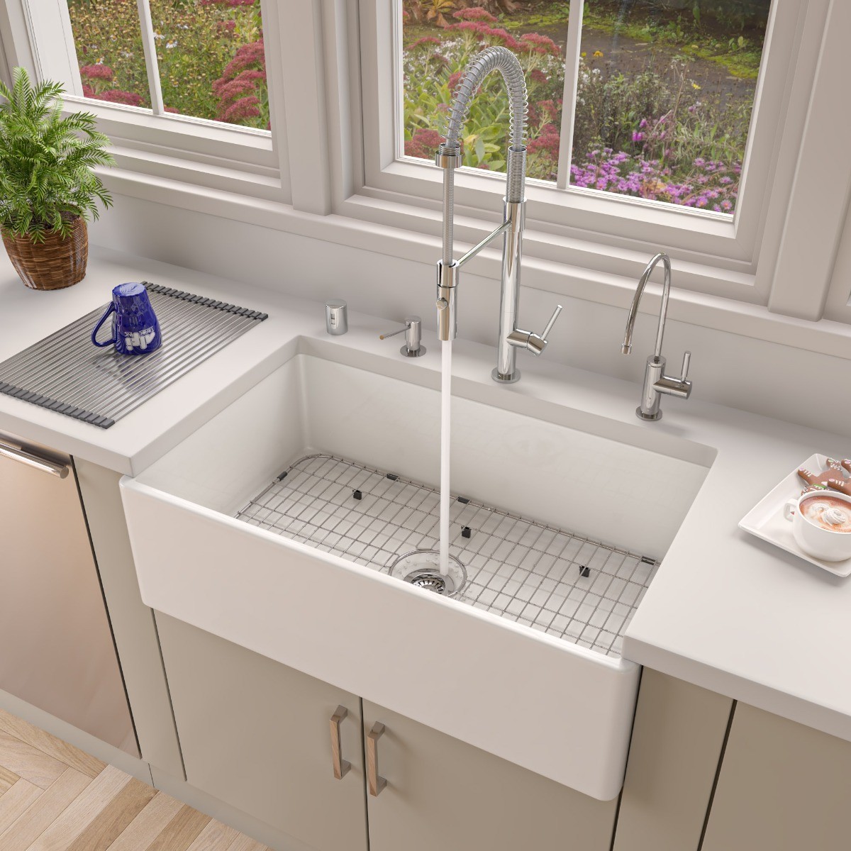 ALFI brand AB533 33 Inch Smooth Single Bowl Fireclay Farm Sink view 1