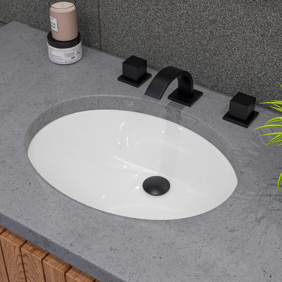 ALFI brand ABC602 White 23" Oval Undermount Ceramic Sink view 1