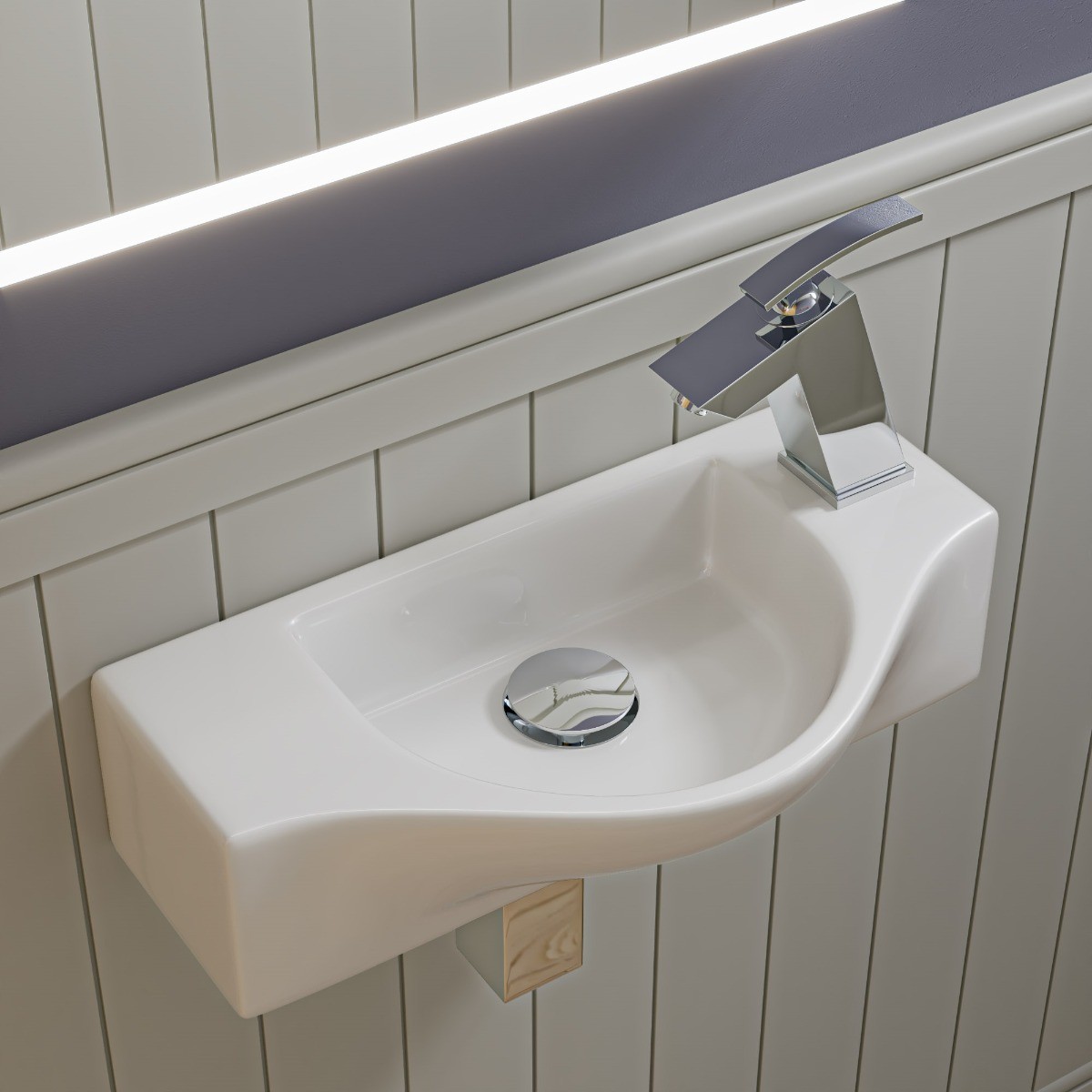ALFI brand ABC114 White 18" Small Wall Mounted Ceramic Sink with Faucet Hole view 1