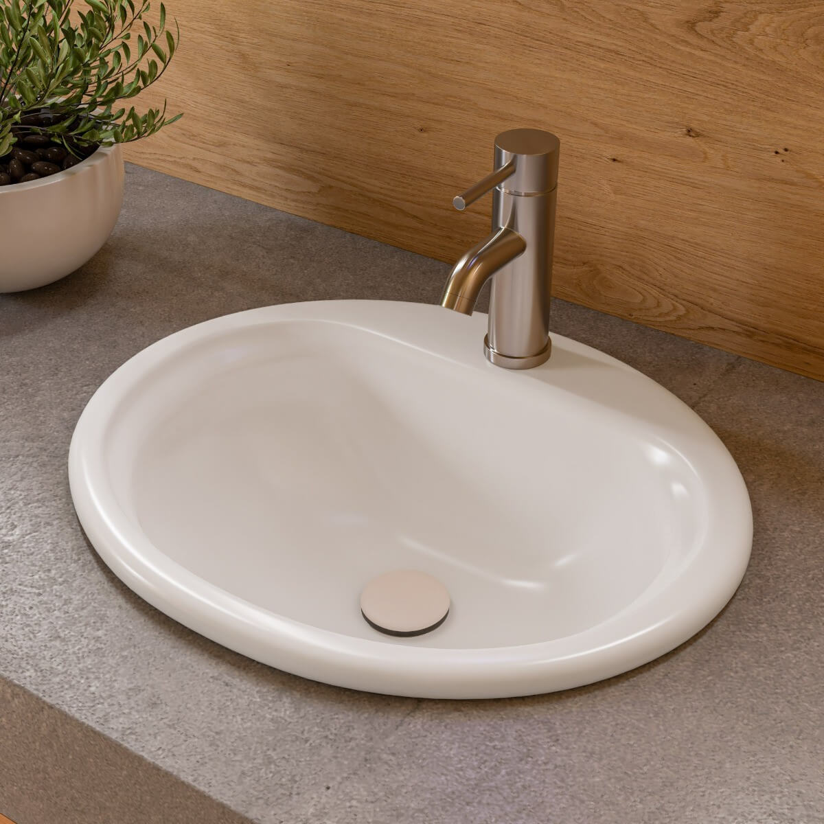ALFI brand ABC802 White 21" Oval Drop In Ceramic Sink with Faucet Hole view 1