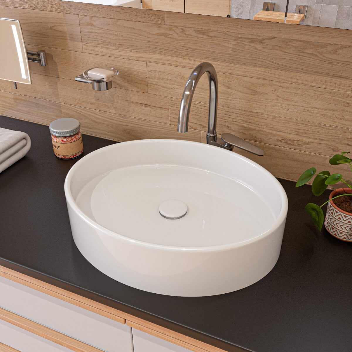 ALFI brand ABC911 White 22" Oval Above Mount Ceramic Sink view 1