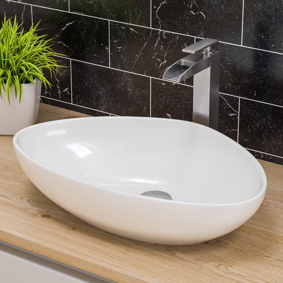 ALFI brand ABC914 White 23" Fancy Above Mount Ceramic Sink view 1