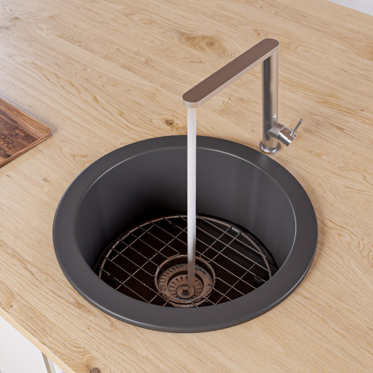ALFI brand ABF1818R Round 18" x 18" Undermount / Drop In Fireclay Prep Sink view 1