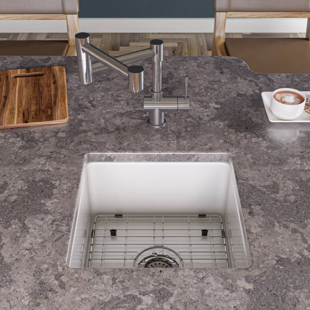 ALFI brand ABF1818S Square 18" x 18" Undermount / Drop In Fireclay Prep Sink view 1
