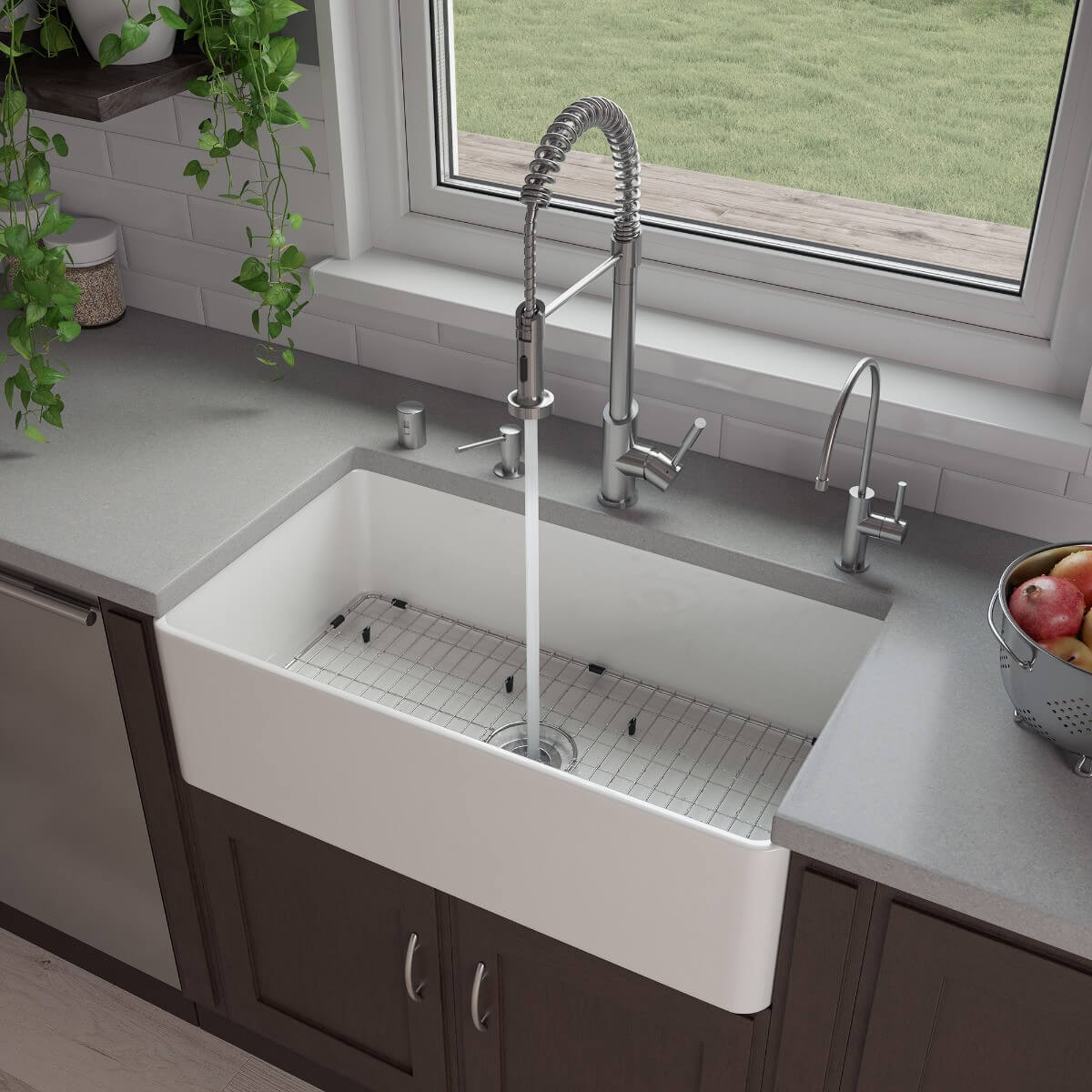 ALFI brand ABF3318S Smooth Apron 33" x 18" Single Bowl Fireclay Farm Sink view 1