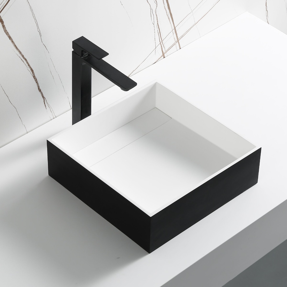 ALFI brand ABRS14SBM Black Matte 14" Square Solid Surface Resin Sink view 1
