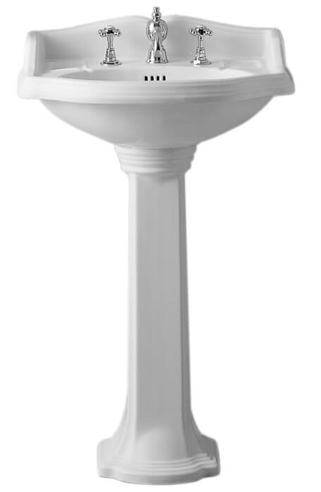 Whitehaus AR814-AR815 Traditional China Pedestal Sink with an Integrated Oval Bowl view 1