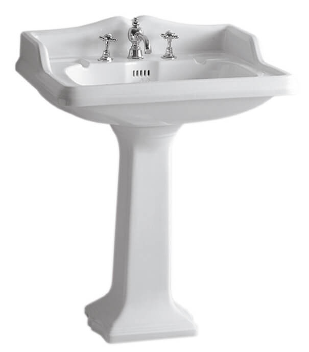 Whitehaus AR834-AR805 Traditional China Pedestal Sink with an Integrated Oval Bowl view 1