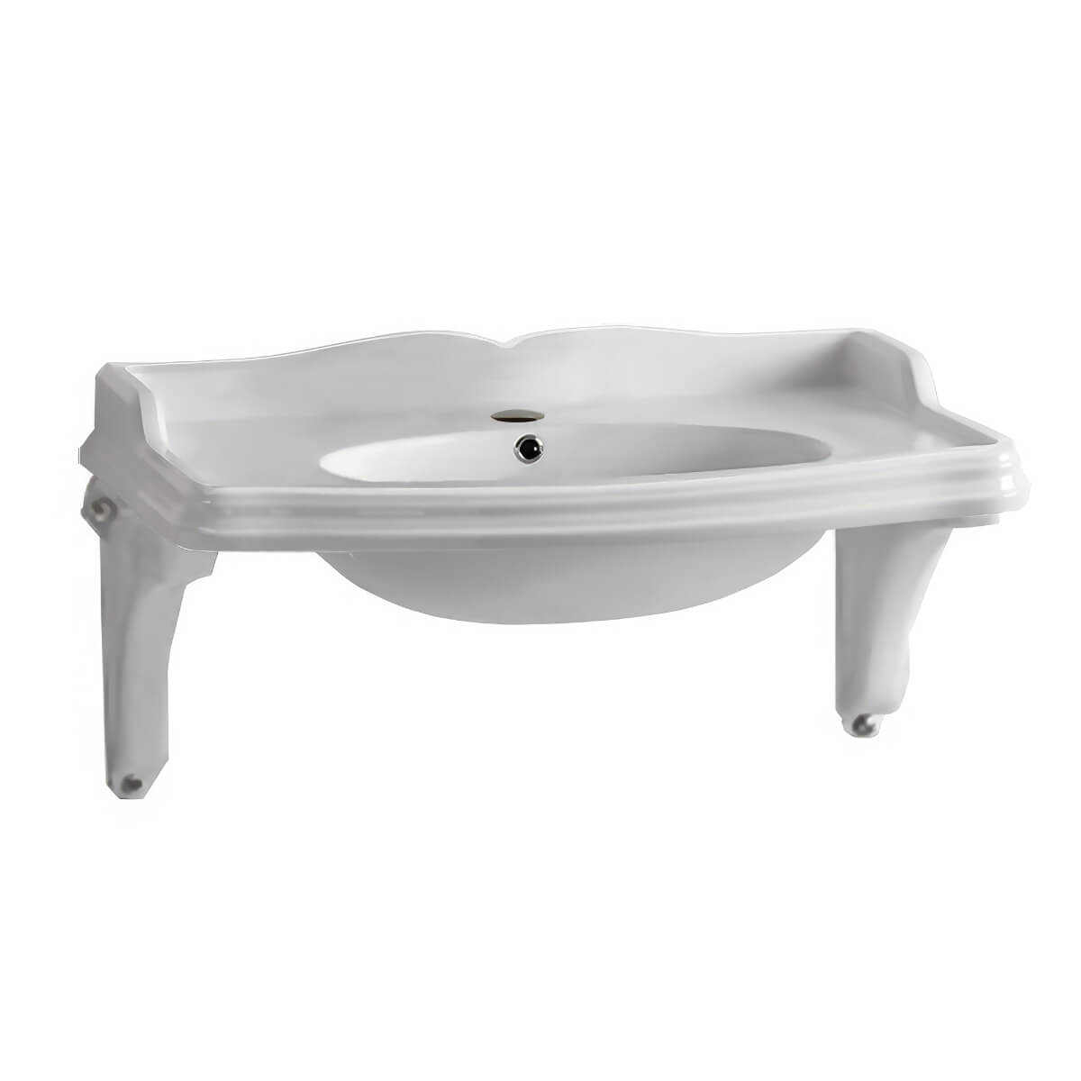 Whitehaus AR874-MNSLEN Sabella 40" Wall Mount Basin w/ Oval Bowl & Ceramic Shelf view 1
