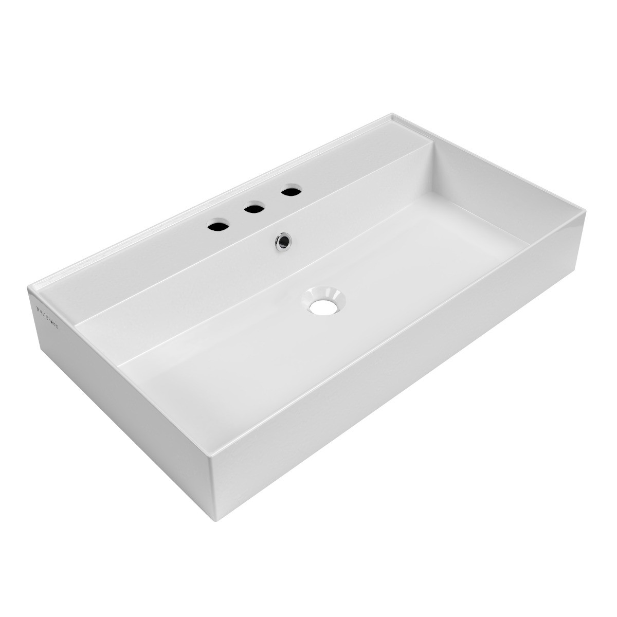 Whitehaus B-AG81-3H 32" Rectangular Wall Mount Basin w/ Single Faucet & Overflow view 1