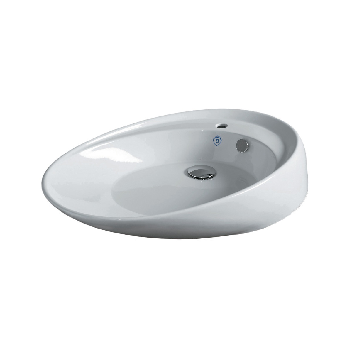 Whitehaus B-BO12 Britannia Oval Above Mount Basin with Single Faucet Hole Drill view 1