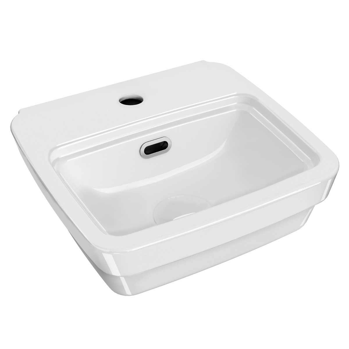 Whitehaus B-EVO14 13" Rectangular Basin w/ Overflow Control Ledge & Single Faucet view 1