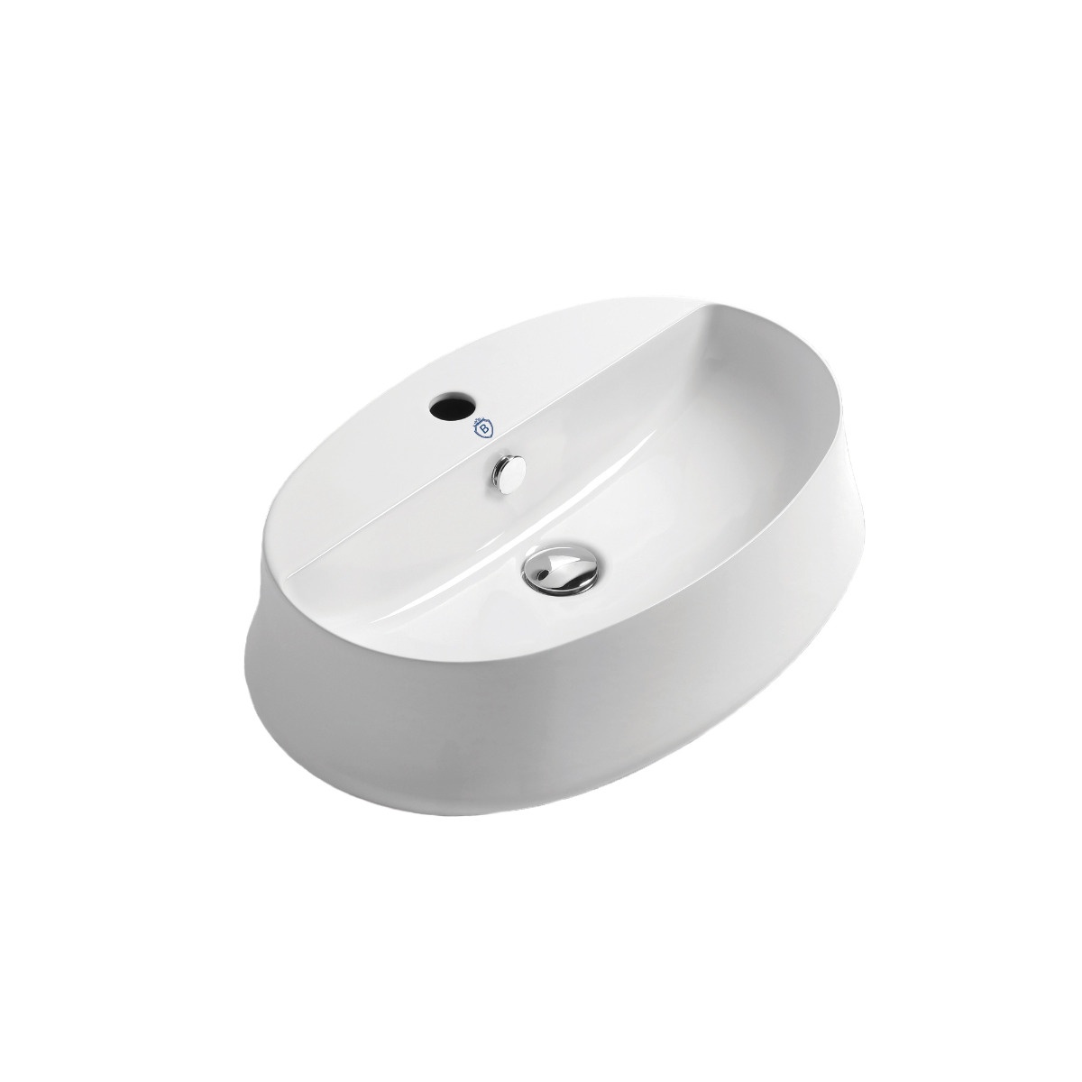 Whitehaus B-SH05 Britannia Oval Above Mount Basin with Single Faucet Hole Drill view 1