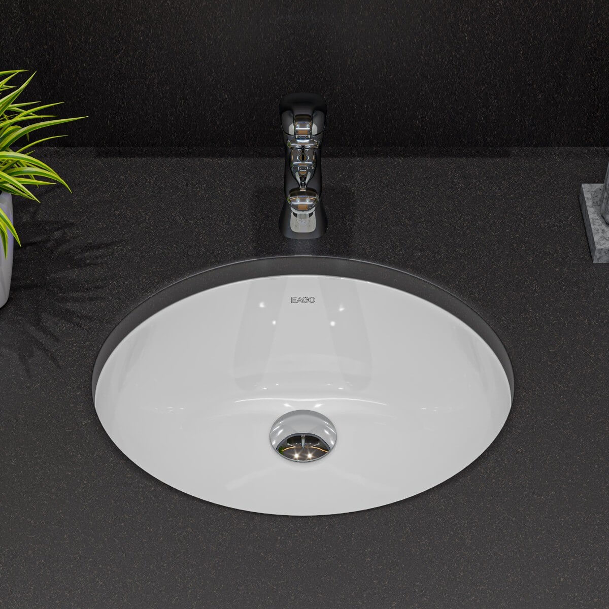 EAGO BC224 White Ceramic 18"x15" Undermount Oval Bathroom Sink view 2