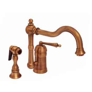 Whitehaus 3-3190 Deck Mount Curved Kitchen Faucet with Pull Side Spray Whitehaus 3-3190 Deck Mount Curved Kitchen Faucet with Pull Side Spray