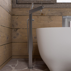 ALFI brand AB2728 Floor Mounted Tub Filler + Mixer Hand Held Shower Head