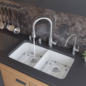 ALFI brand AB512UM 32 inch Double Bowl Fireclay Undermount Kitchen Sink ALFI brand AB512UM 32 inch Double Bowl Fireclay Undermount Kitchen Sink