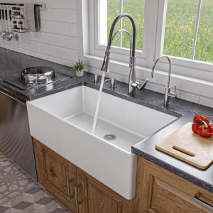 ALFI brand AB536 36 Inch. Smooth Apron Single Bowl Fireclay Farm Sink ALFI brand AB536 36 Inch. Smooth Apron Single Bowl Fireclay Farm Sink