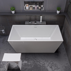 ALFI brand AB8833 59 Inch White Rectangular Free Standing Soaking Bathtub
