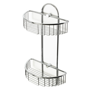 ALFI brand AB9534 Polished Chrome Wall Mounted Double Basket Shower Shelf Bathroom Accessory