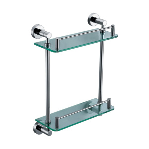 ALFI brand AB9549 Polished Chrome Wall Mounted Double Glass Shower Shelf Bathroom Accessory ALFI brand AB9549 Polished Chrome Wall Mounted Double Glass Shower Shelf Bathroom Accessory