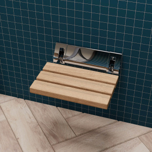ALFI brand ABS14 14 Inch Folding Teak Wood Shower Seat Bench